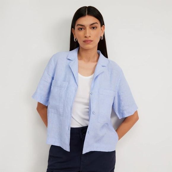 Everlane Tops - Everlane The Linen Workwear Shirt size small blue